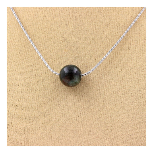 Collier 1 perle Emeraude de Zambie 8 mm