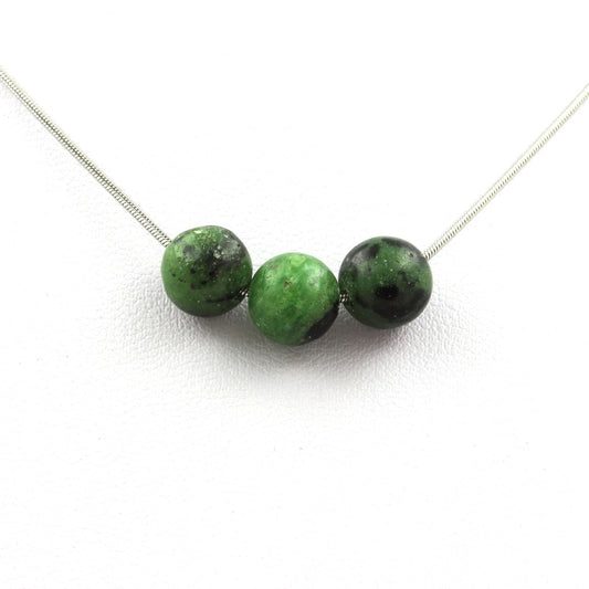 Collier 3 perles Epidote d'Australie 8 mm