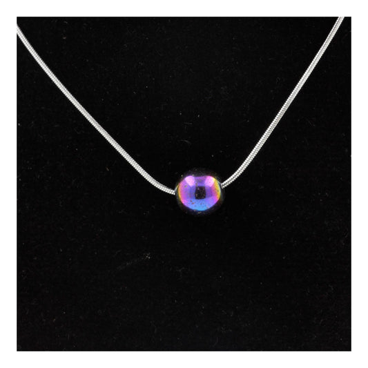 Collier 1 perle Hématite multicolore 8 mm