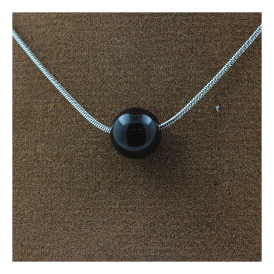 Collier 1 perle Obsidienne noire 8 mm