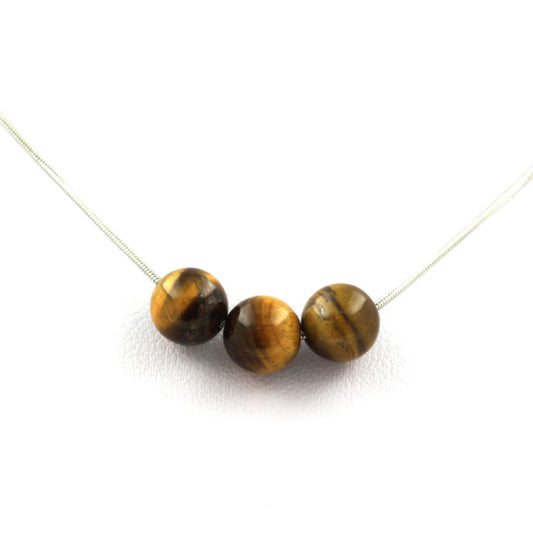 Collier 3 perles Oeil de Tigre 8 mm