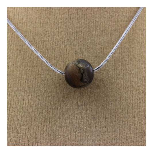 Collier 1 perle Oeil de Tigre mat 8 mm