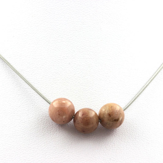 Collier 3 perles Rhodonite 8 mm
