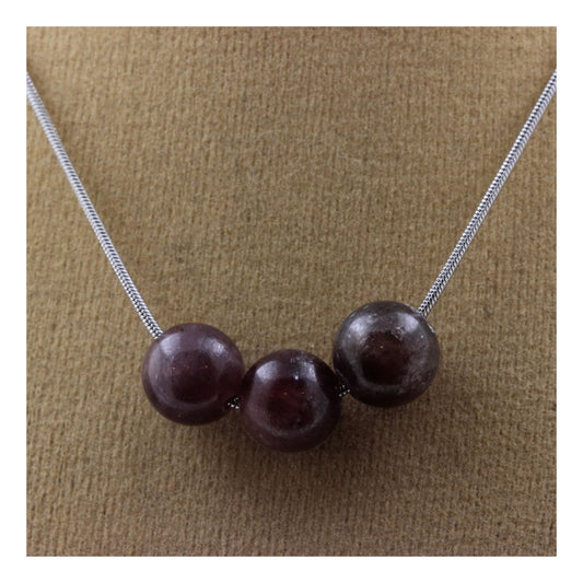 Collier 3 perles Rubis de Mogok, Birmanie, Myanmar 8 mm