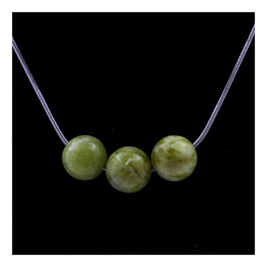 Collier 3 perles Serpentine 8 mm