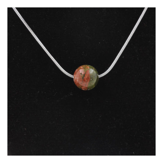 Collier 1 perle Unakite 8 mm