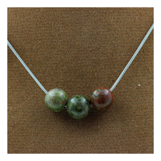 Collier 3 perles Unakite 8 mm