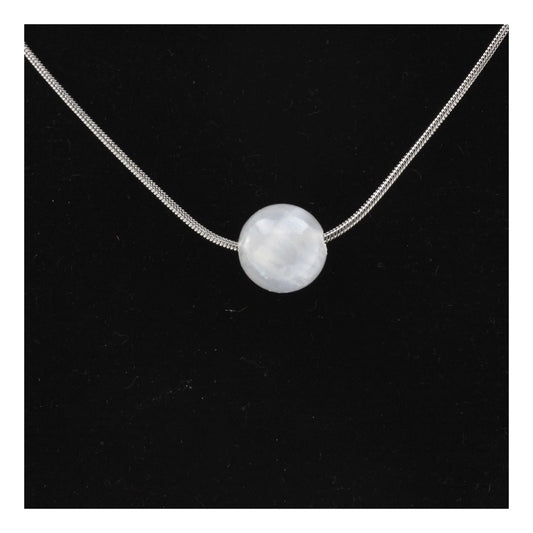 Collier 1 perle Selenite du Maroc 8 mm