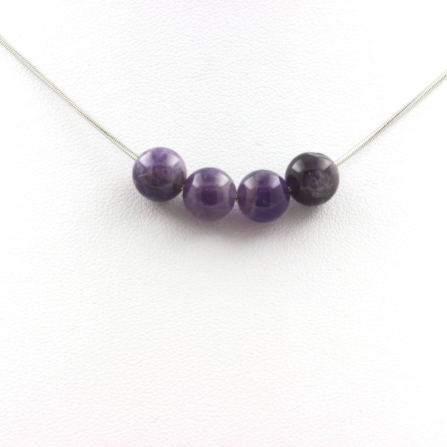 Collier 4 perles Améthyste 8 mm