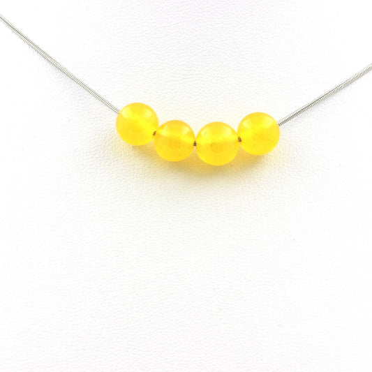 Collier 4 perles Agate jaune 8 mm