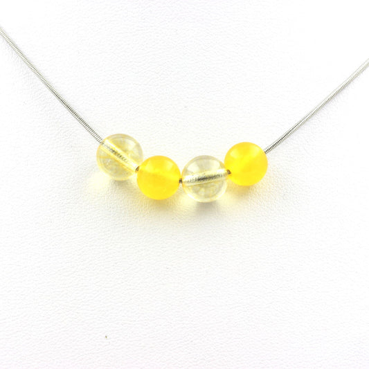 Collier perles Agate jaune + Citrine 8 mm