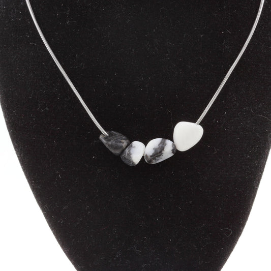 Collier 4 Perles Jaspe zèbre du Brésil