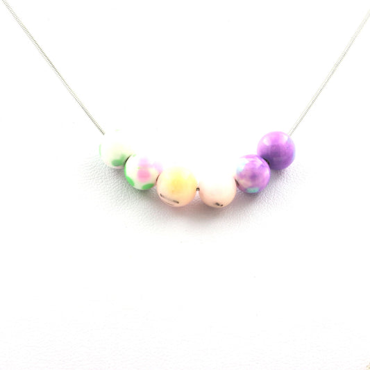 Collier Opale Rose + Jaspe violet bleu + Jaspe vert rose + Jaspe rose jaune 8 mm