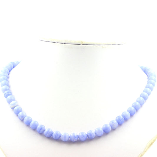 Collier perles Agate crazy lace bleu 8 mm