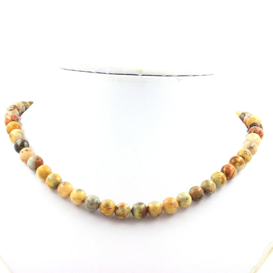 Collier perles Agate crazy lace 8 mm