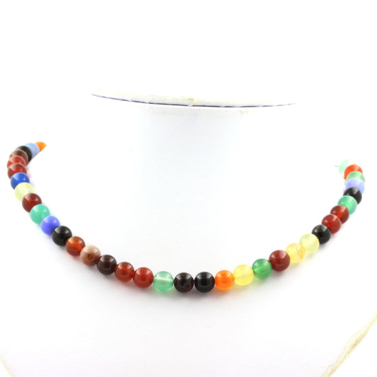 Collier perles Agate multicolore 8 mm