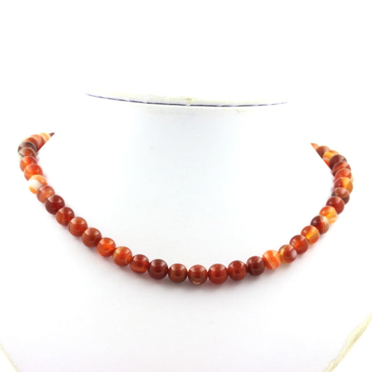 Collier perles Agate rubanée 8 mm