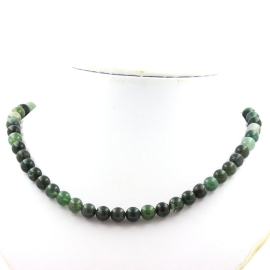 Collier perles Agate mousse 8 mm