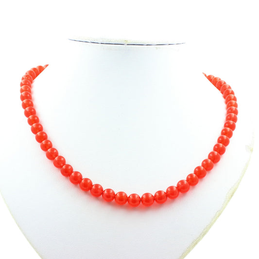Collier perles Calcédoine rouge 8 mm