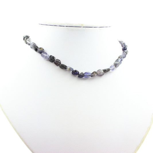 Collier perles Cordierite Iolite de Madagascar