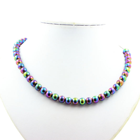 Collier perles Hématite multicolore 8 mm