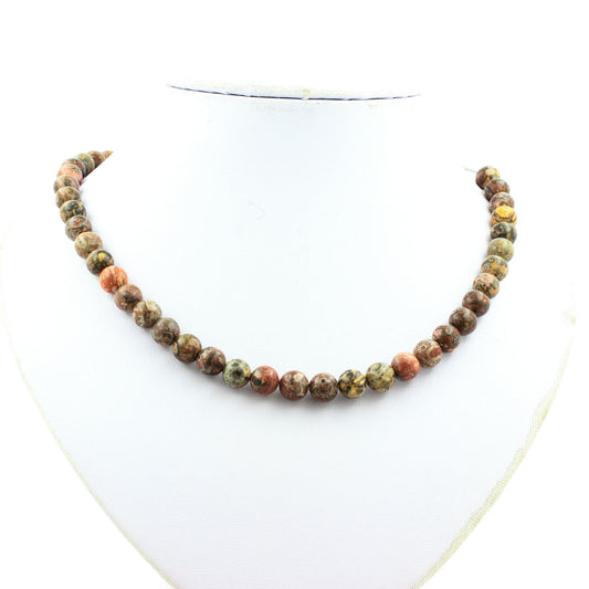 Collier perles Jaspe léopard 8 mm