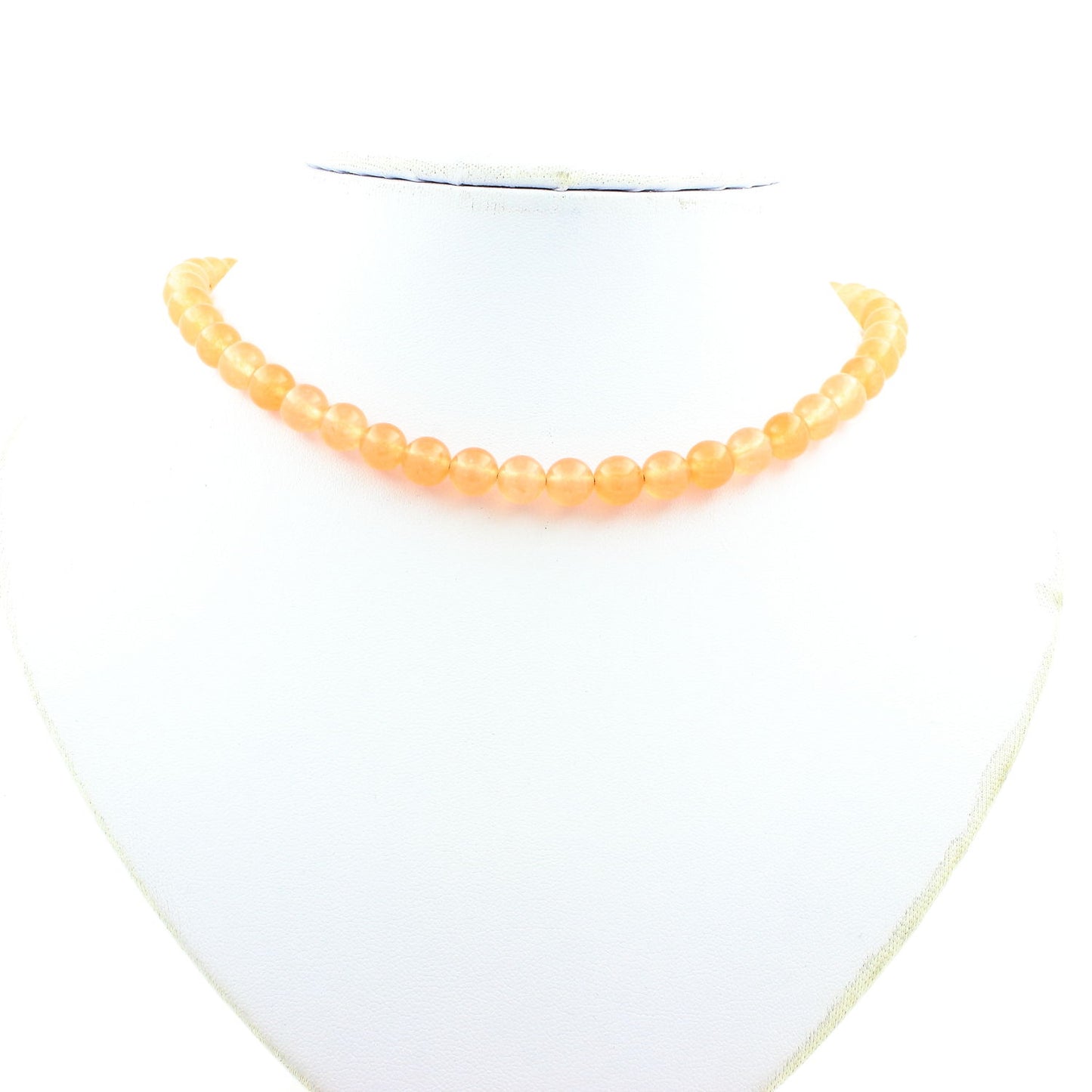 Collier perles Calcédoine orange 8 mm