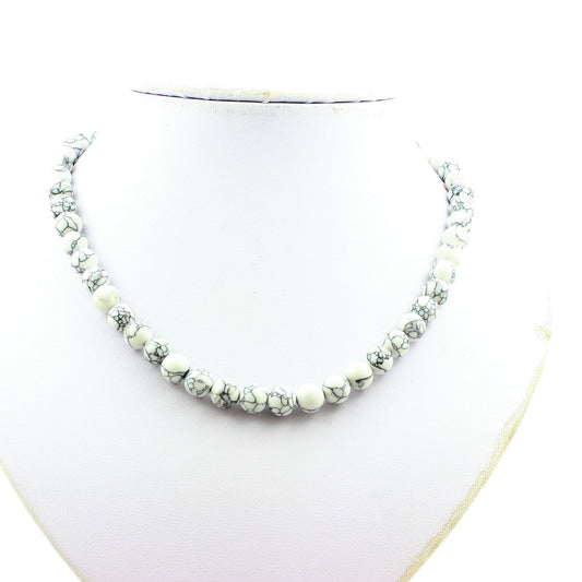 Collier perles Howlite 8 mm