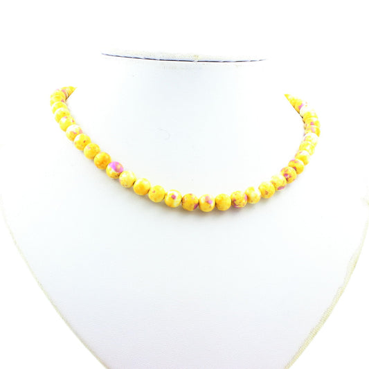 Collier perles Jaspe jaune violet 8 mm