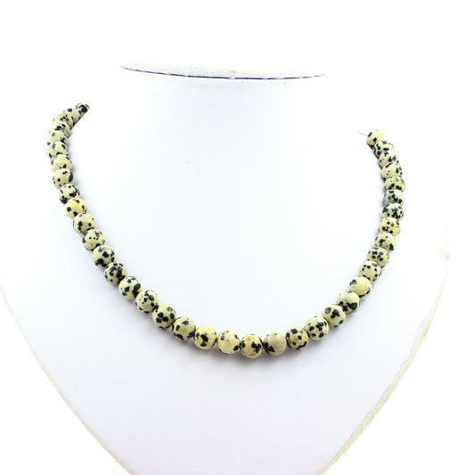 Collier perles Jaspe Dalmatien 8 mm