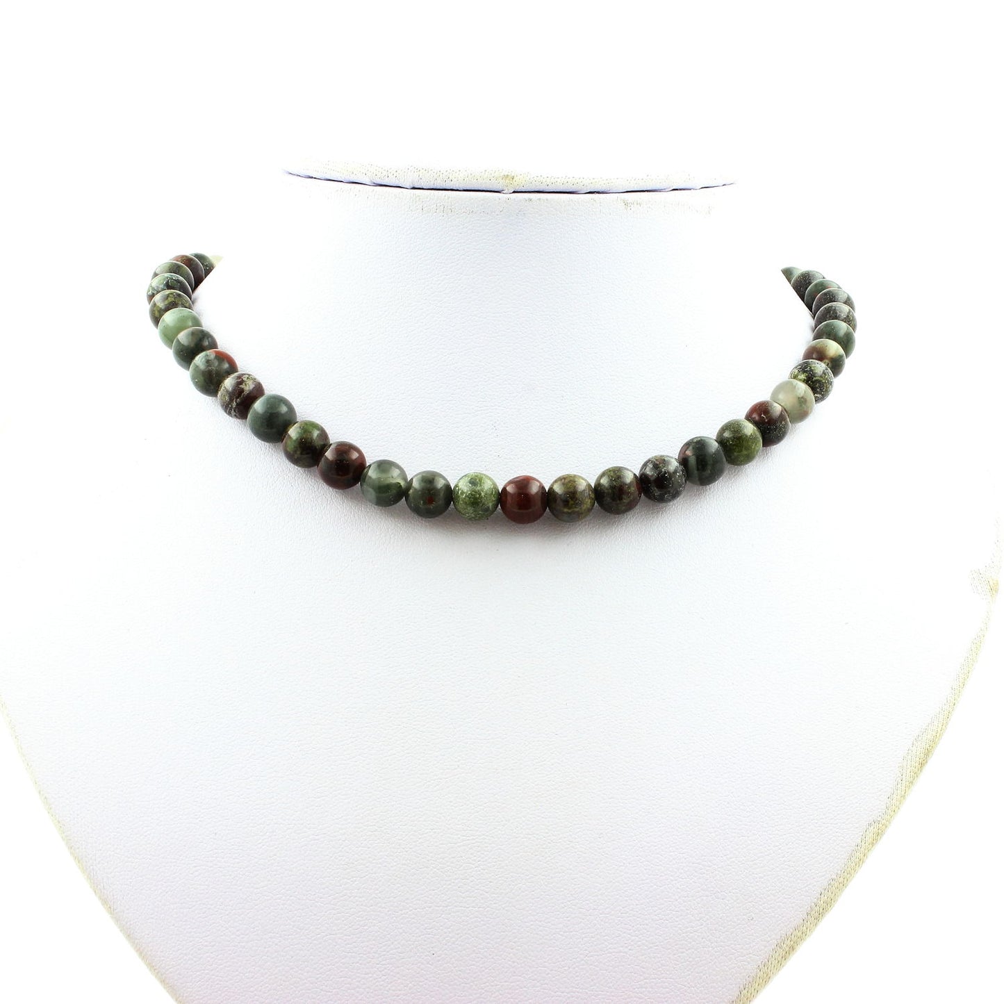 Collier perles Jaspe sang de Dragon 8 mm