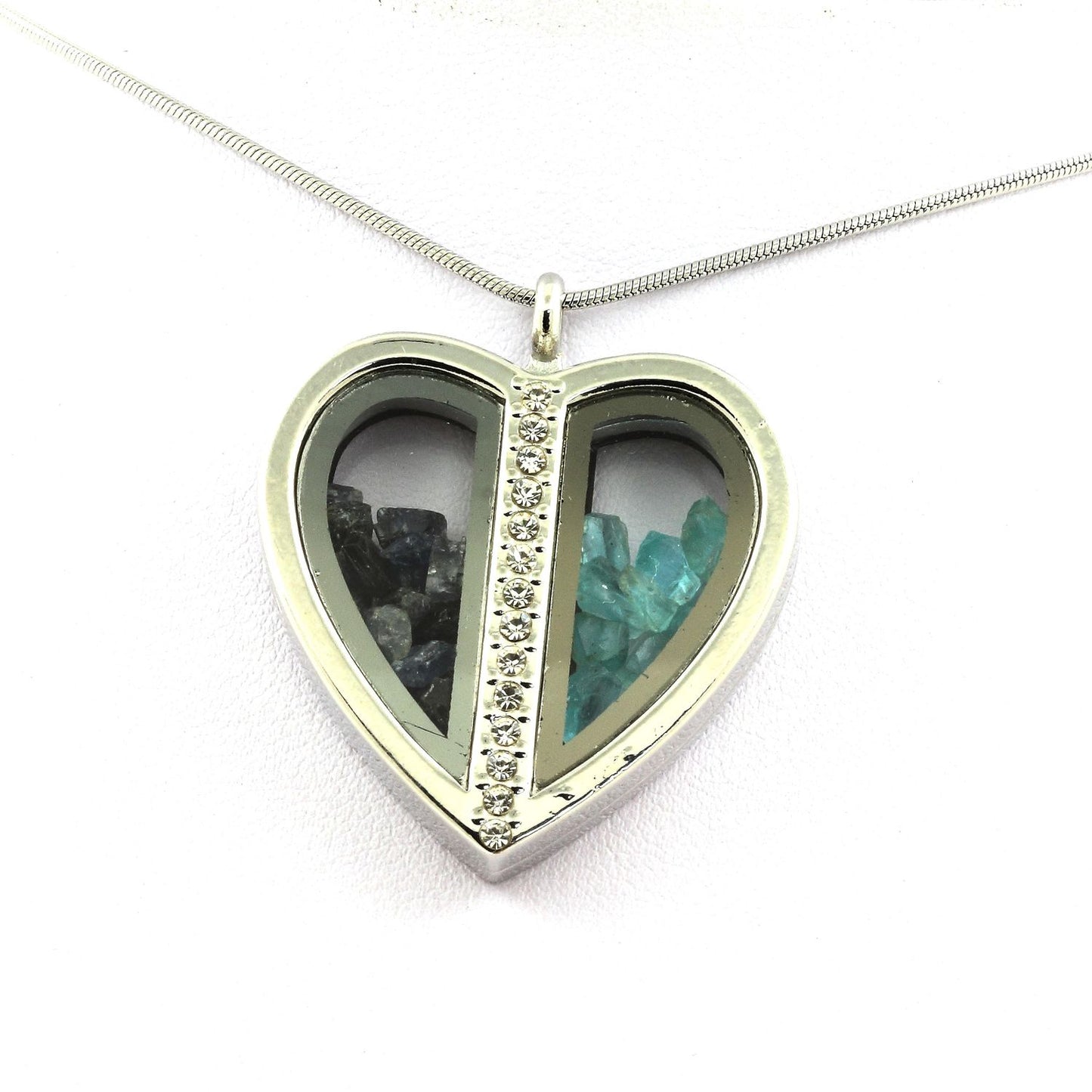 Collier Saphir + Apatite Paraiba naturels modèle coeur