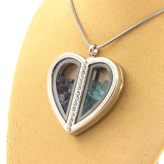 Collier Saphir + Apatite Paraiba naturels modèle coeur