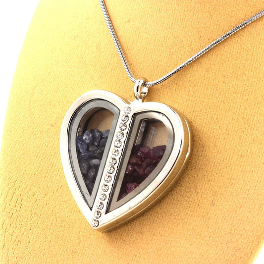 Collier Saphir + Rubis naturels modèle coeur