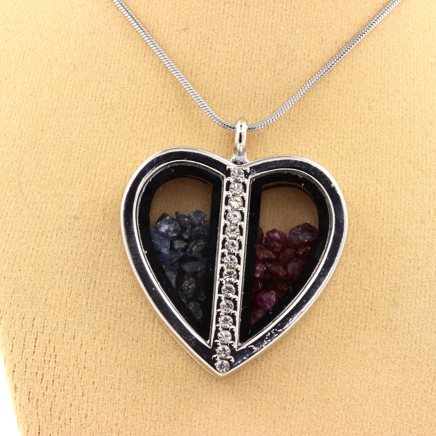 Collier Saphir + Rubis naturels modèle coeur
