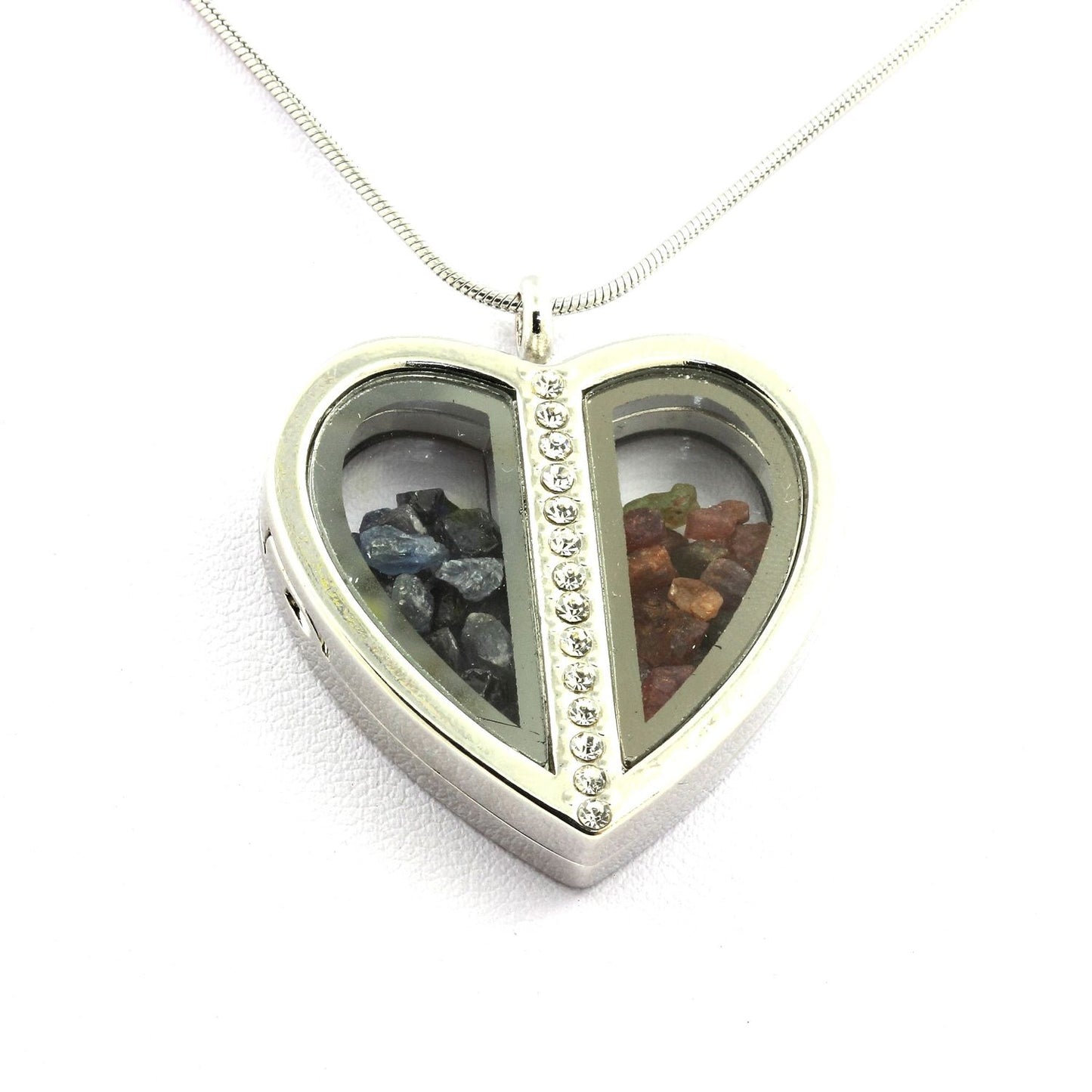 Collier Saphir + Tourmaline multicolore naturels modèle coeur