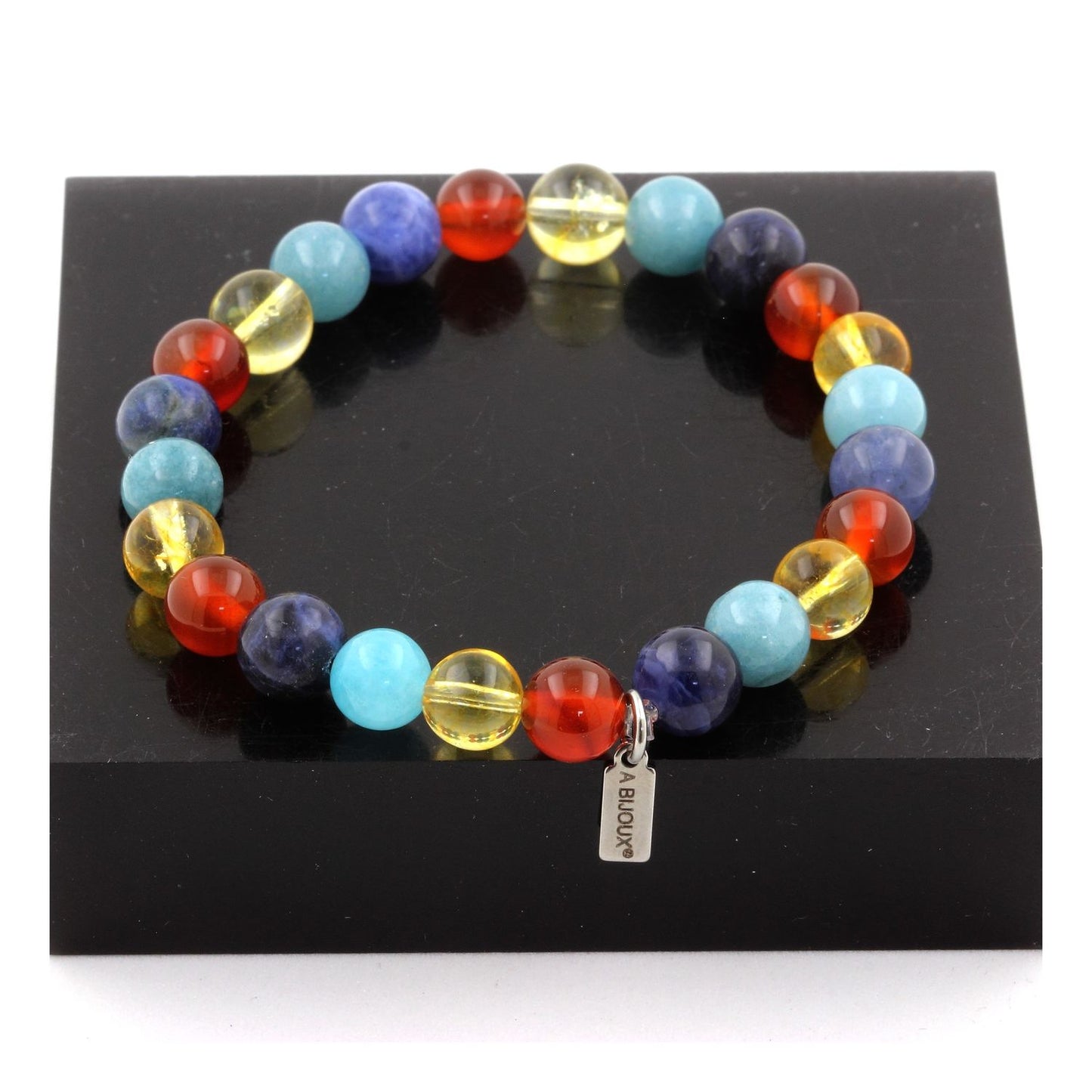 Sodalite + Aigue-Marine + Agate Rouge + Citrine Bracelet Perles