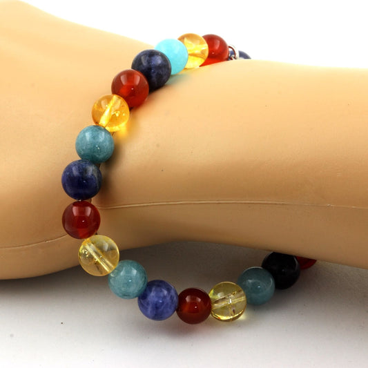 Sodalite + Aigue-Marine + Agate Rouge + Citrine Bracelet Perles