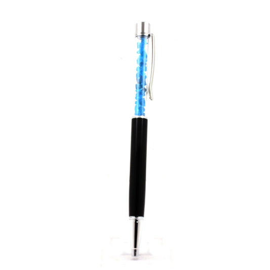 Stylo pierre brut Apatite bleu neon naturels