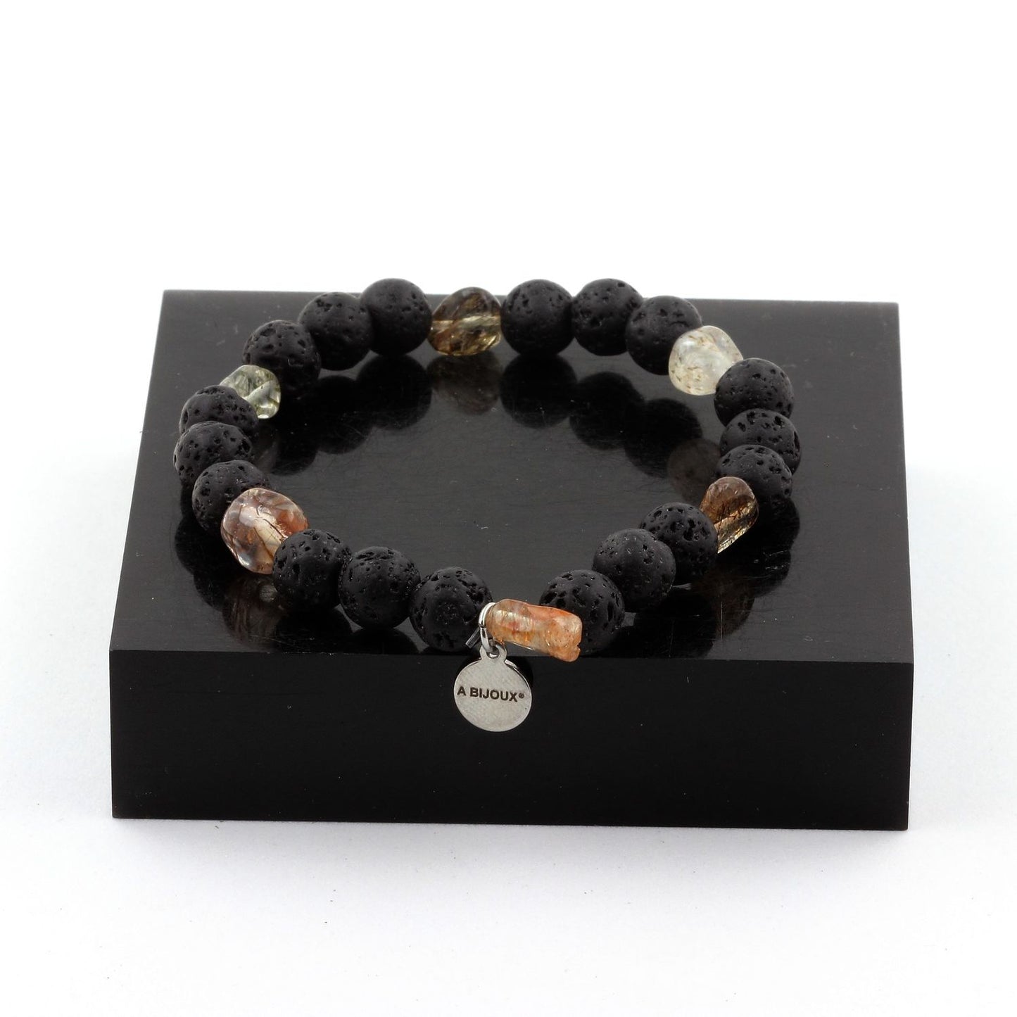 Super Seven (Melody's Stone) du Brésil + Perles Lave. Bracelet Perles naturelles