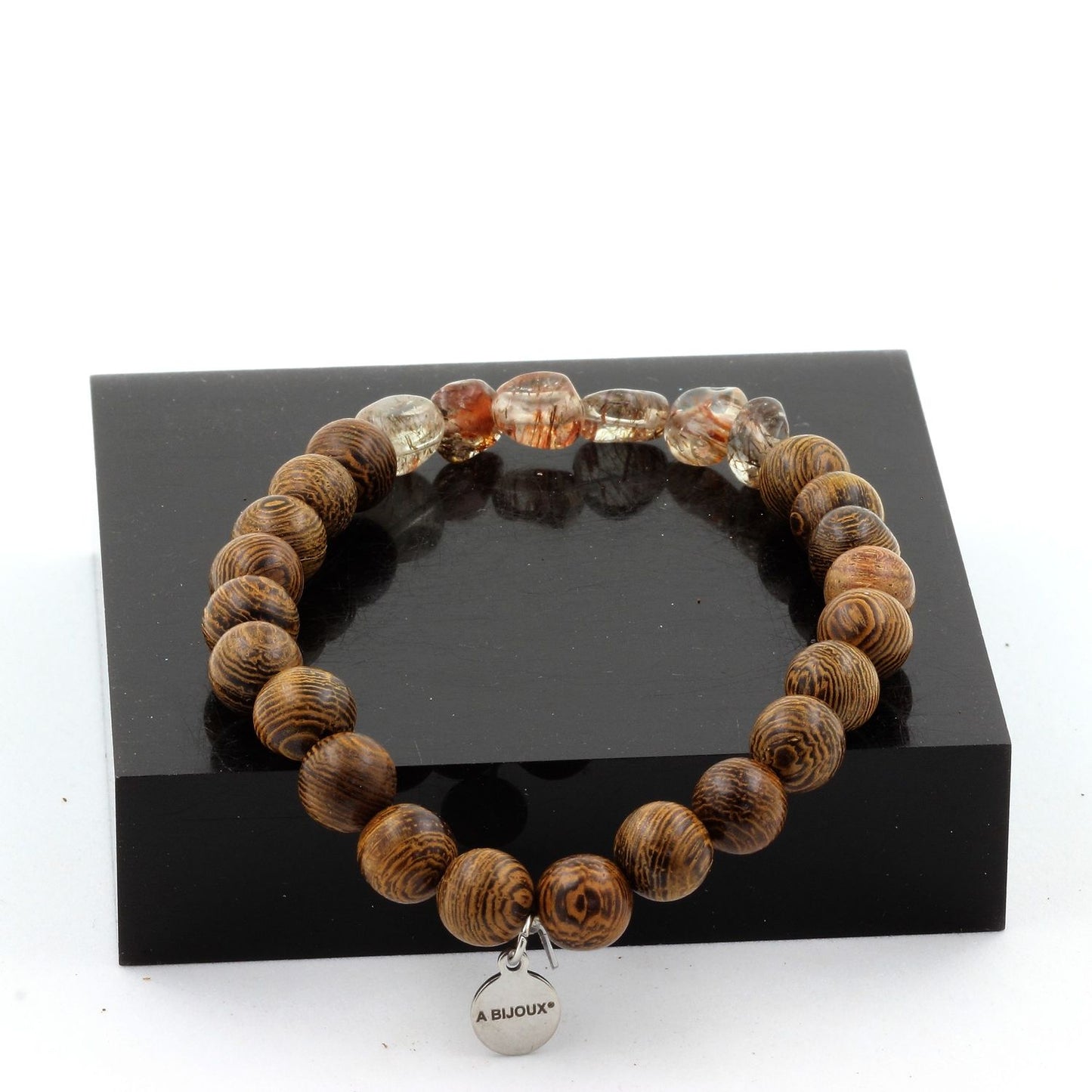 Super Seven (Melody's Stone) du Brésil + Perles bois. Bracelet en Perles naturelles