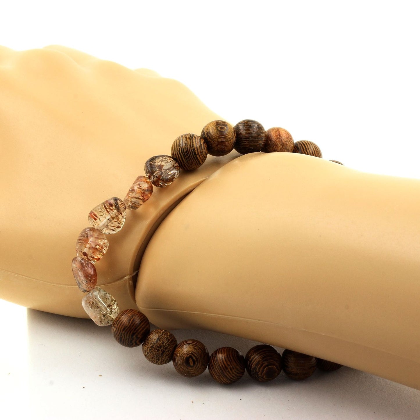 Super Seven (Melody's Stone) du Brésil + Perles bois. Bracelet en Perles naturelles