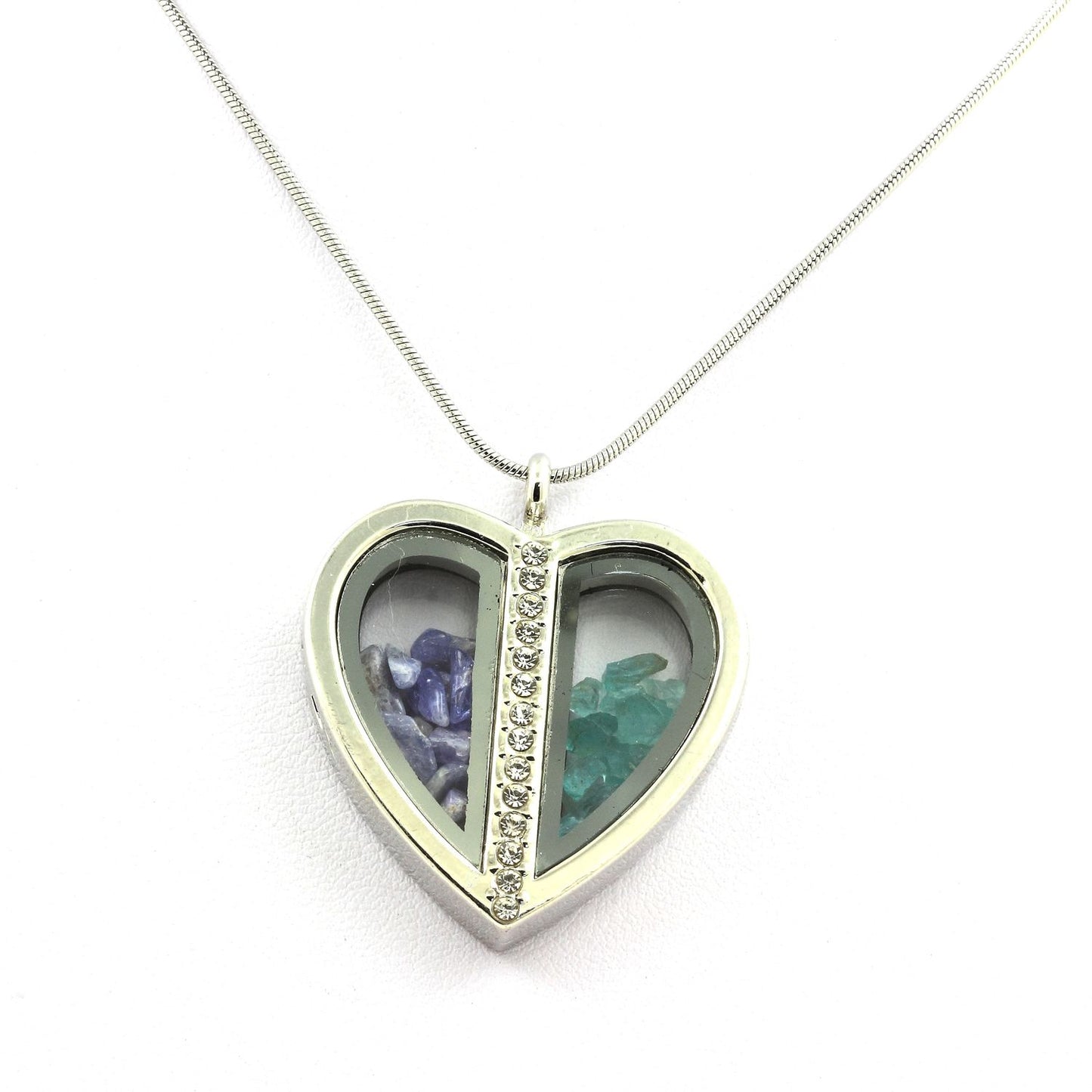 Collier Tanzanite + Apatite Paraiba naturels modèle coeur