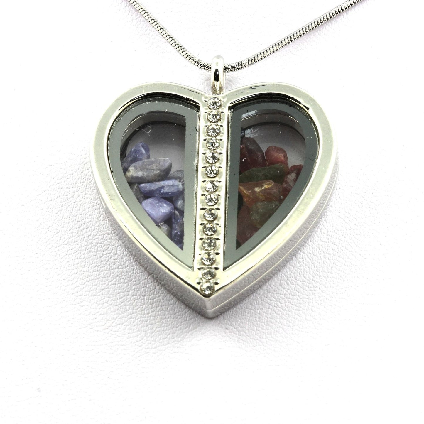 Collier Tanzanite + Tourmaline multicolore naturels modèle coeur