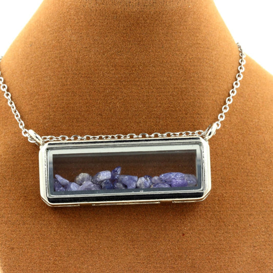 Collier Tanzanite brut modèle rectangle