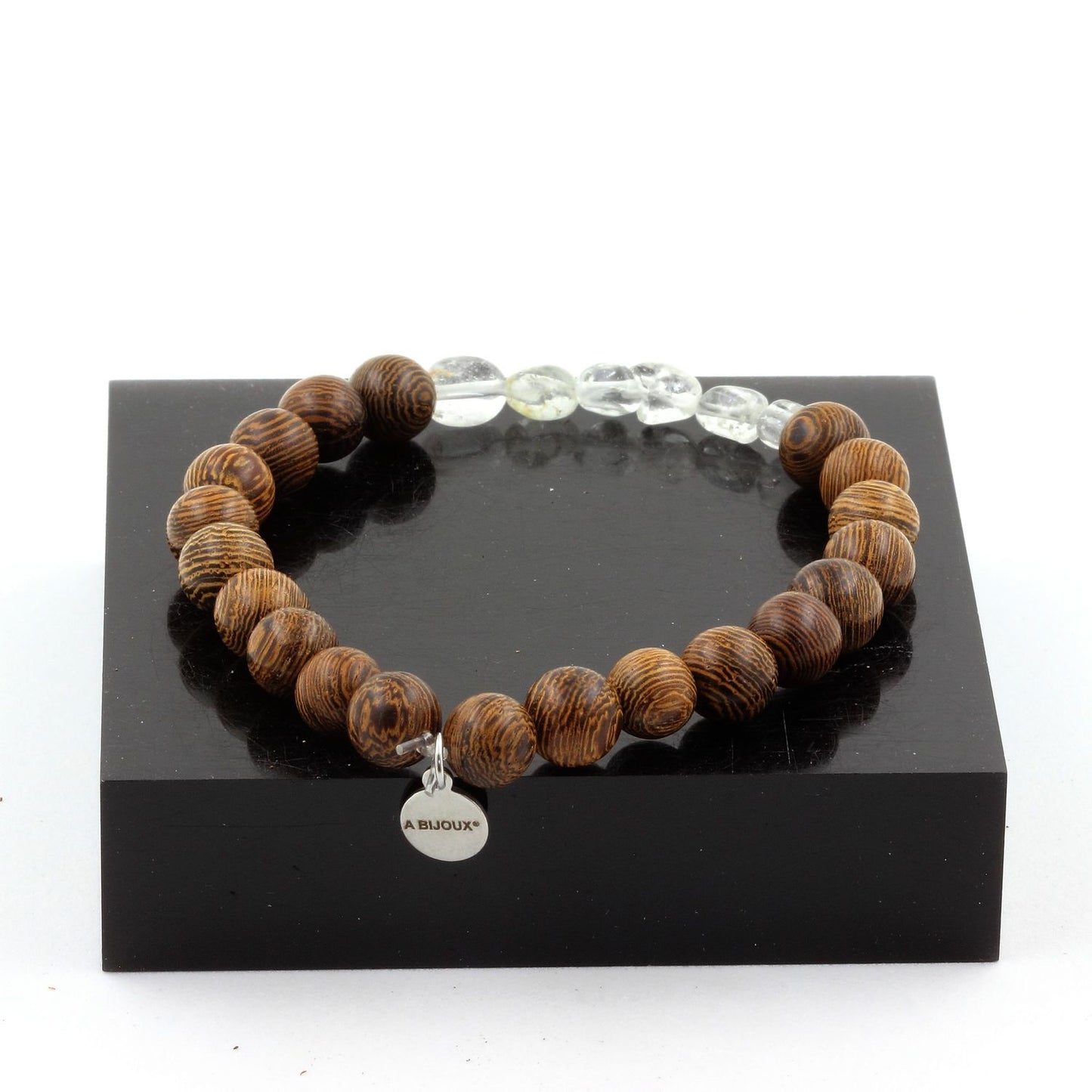 Topaze du Brésil + Perles bois. Bracelet en Perles naturelles