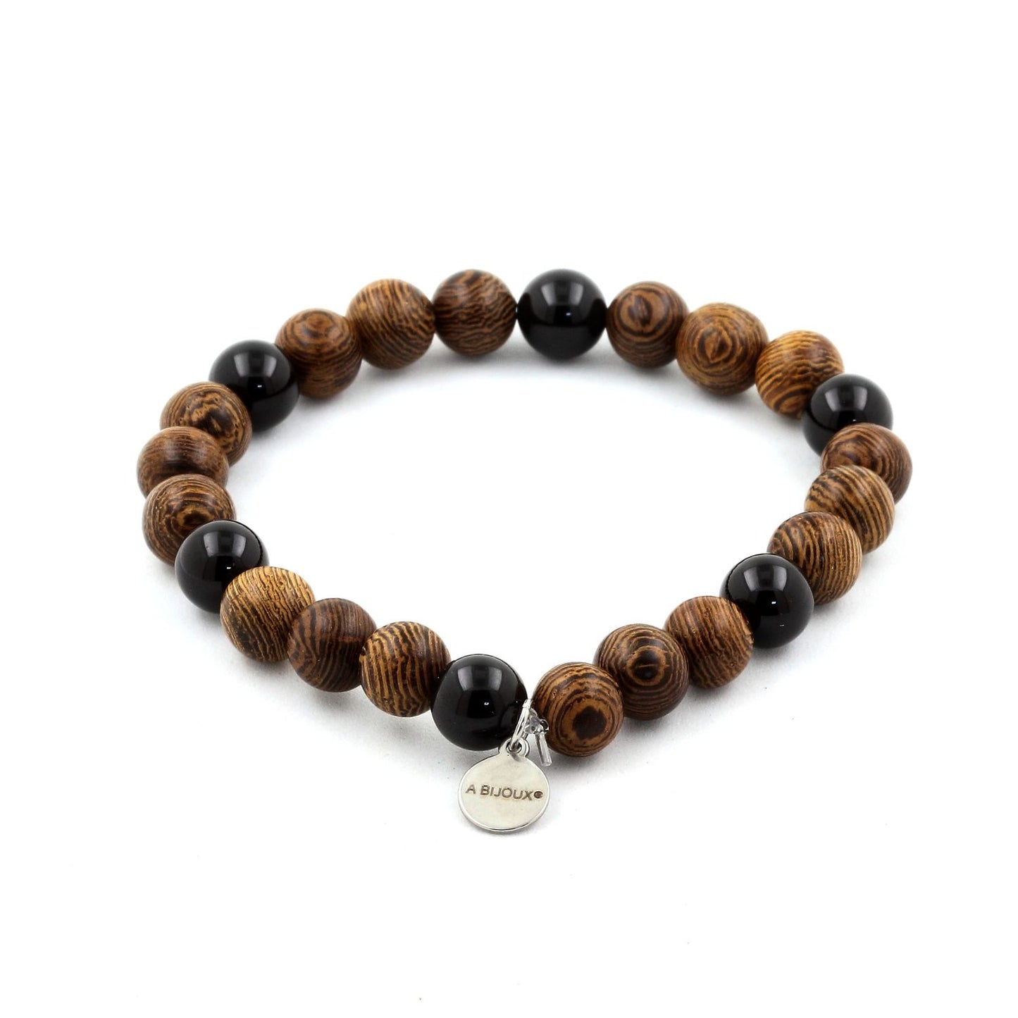 Tourmaline Schorl du Brésil + bois. Perles naturelles