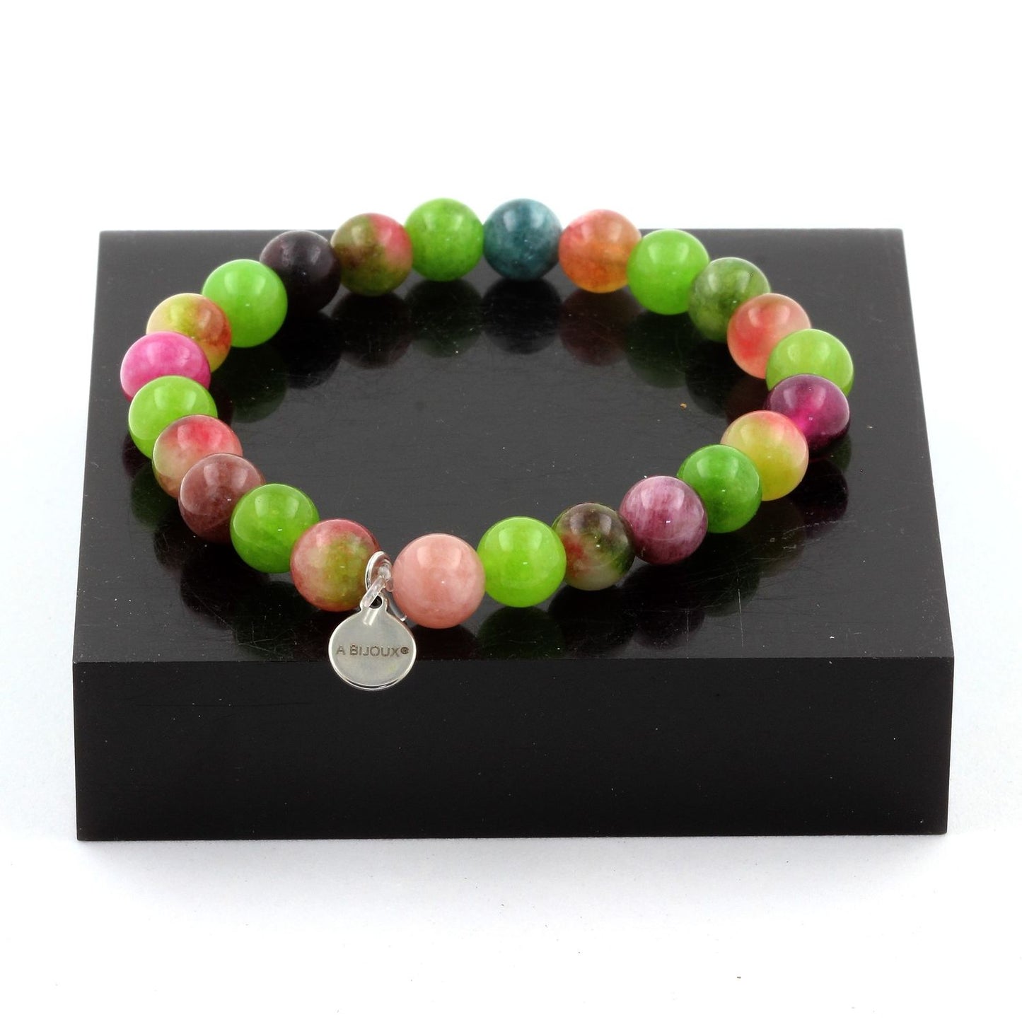 Tourmaline multicolore + Tourmaline melon d'eau + Péridot. Bracelet Perles naturelles
