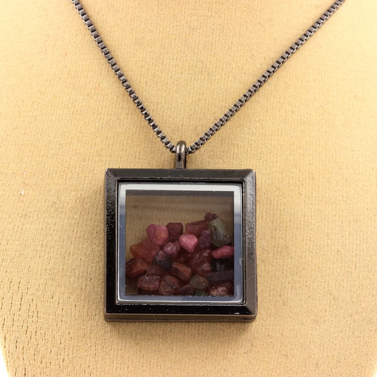 Collier Tourmaline multicolore naturels modèle carré