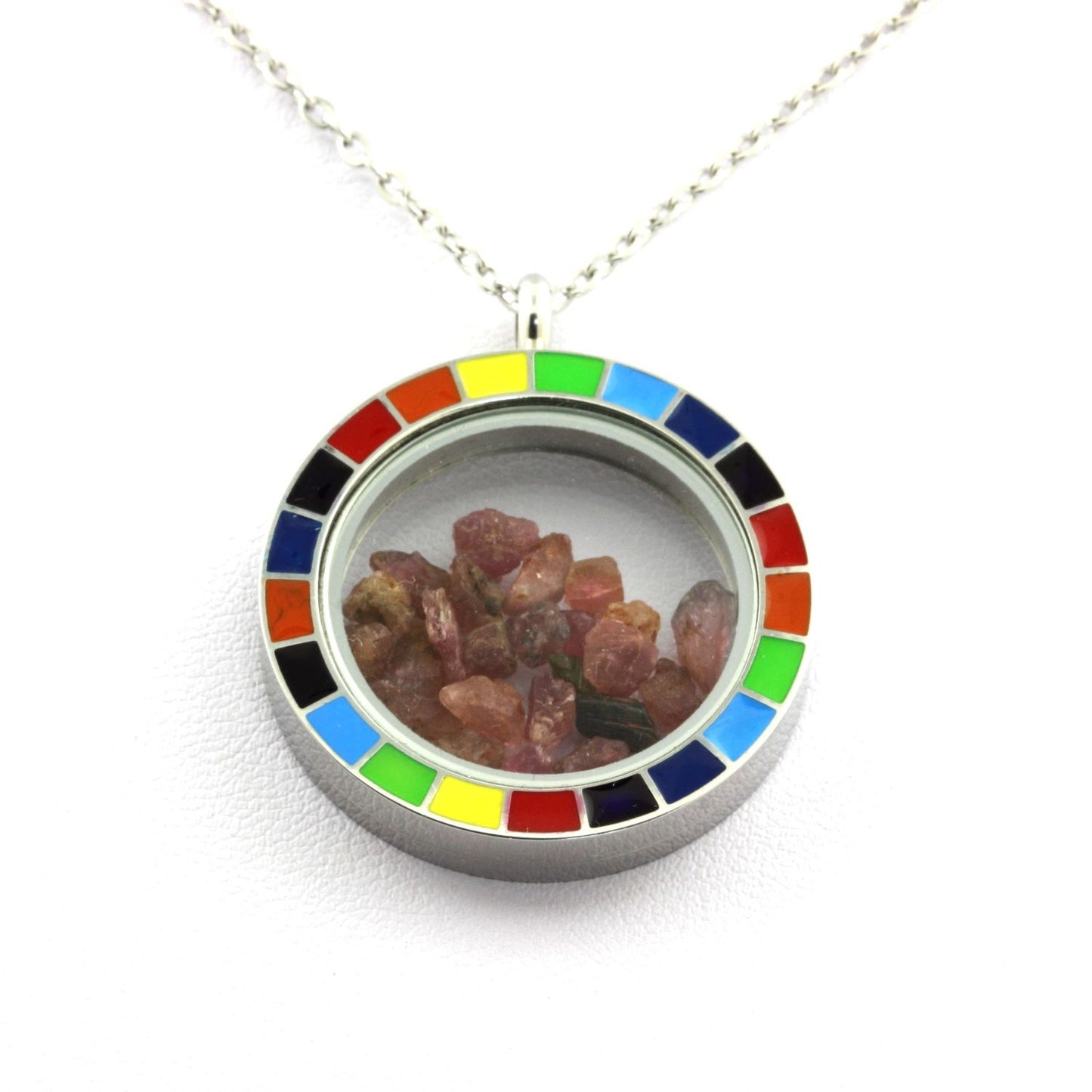 Collier Tourmaline multicolore brut modèle Arc-en-ciel